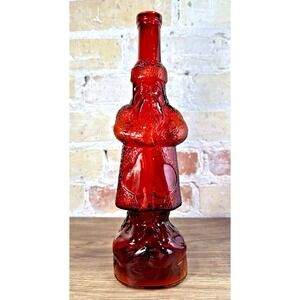 Amberina Glass Belsnickel Santa Claus Bottle 12" Red Vintage Christmas Decor